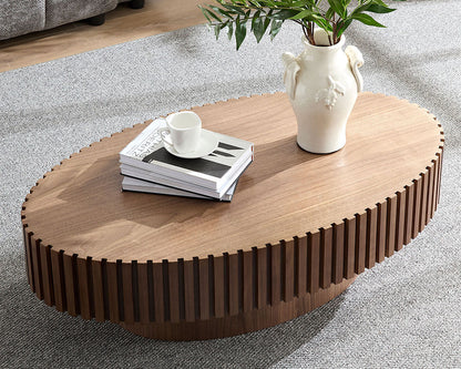 Modern Handcrafted 43.7" Oval Drum Coffee Table