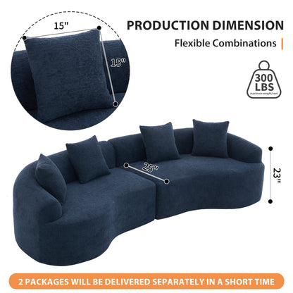 110" Chenille Curved Modular Boneless Sectional Sofa