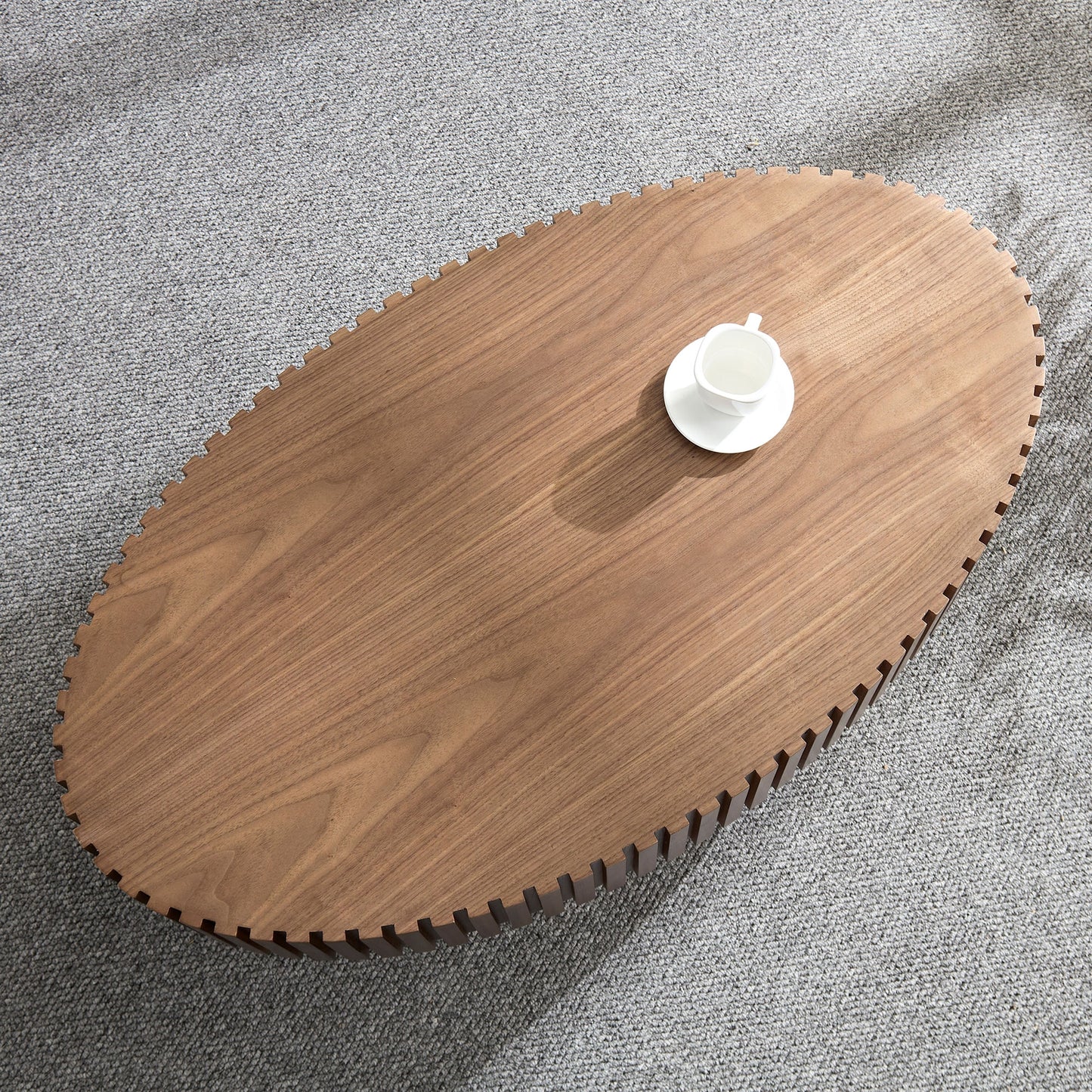 Modern Handcrafted 43.7" Oval Drum Coffee Table