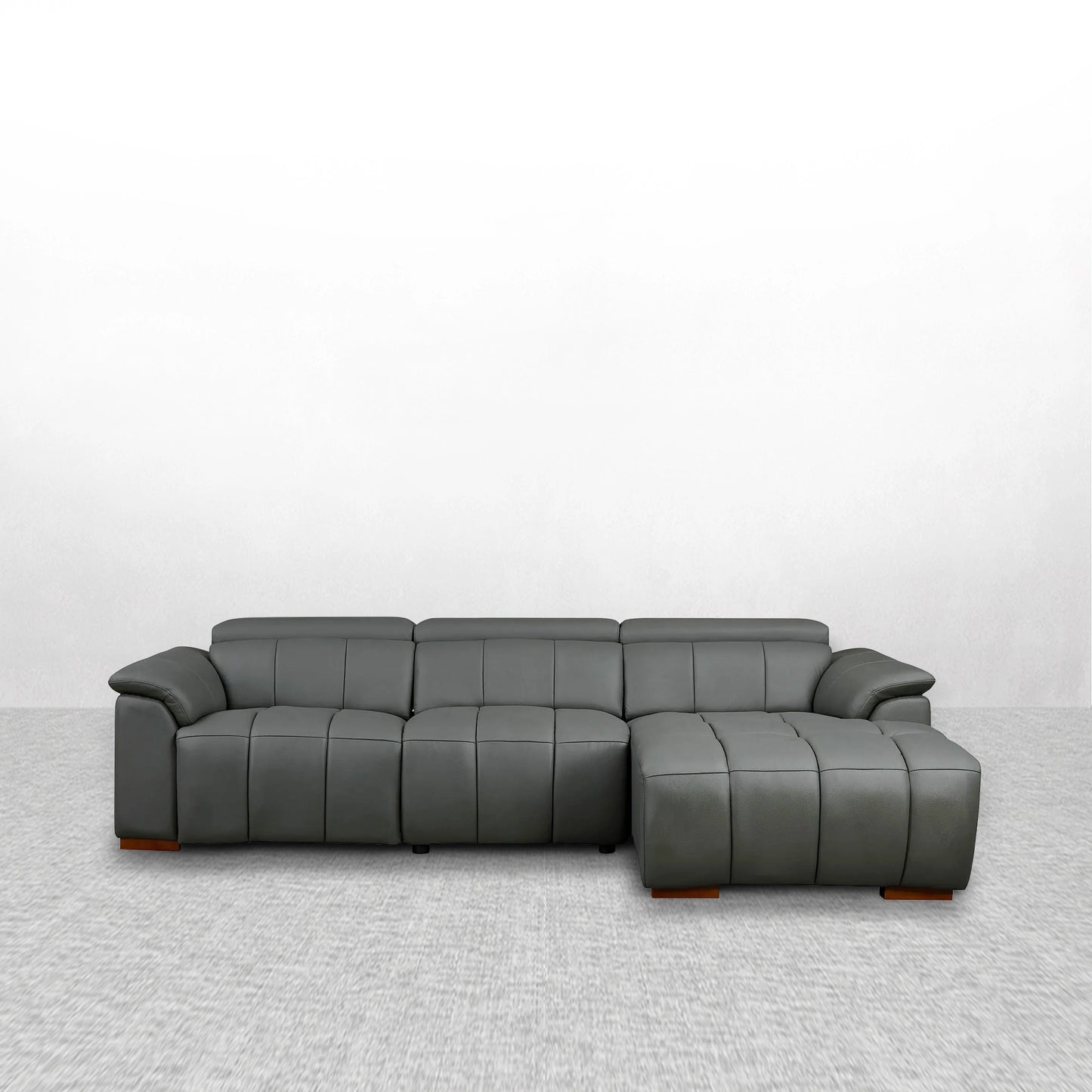 Electric Right-Facing L-Shaped Leather Recliner with USB Port