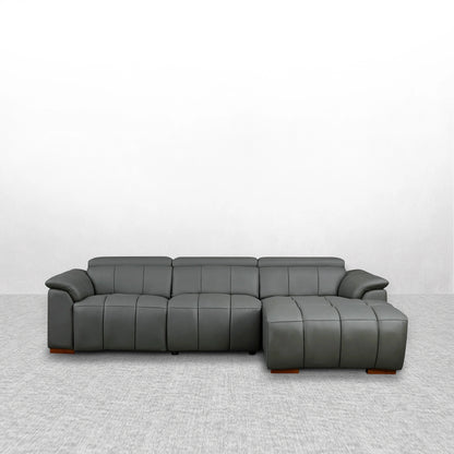 Electric Right-Facing L-Shaped Leather Recliner with USB Port