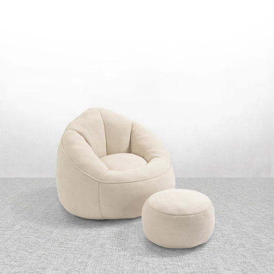 Compressed Bean Bag Sofa Chair with Ottoman, High-Density Foam