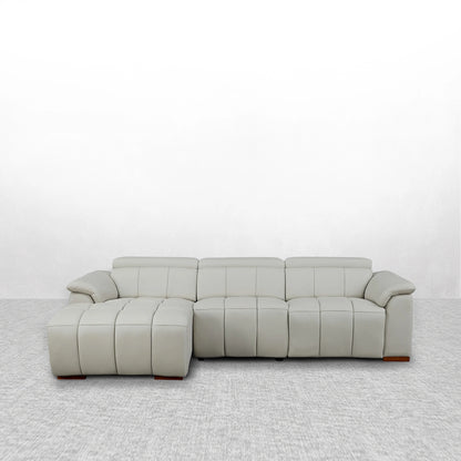 Piano Key Modern Power Reclining Leather Sofa with Theater Seating & USB Port