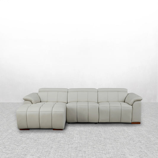 Piano Key Modern Power Reclining Leather Sofa with Theater Seating & USB Port