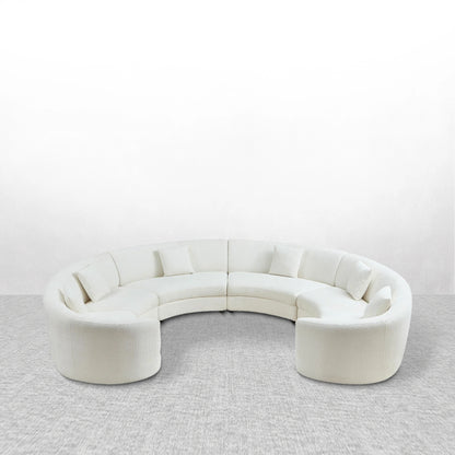 4PCs set Mid-Century Modern Beige Symmetrical Circle Sectional Sofa
