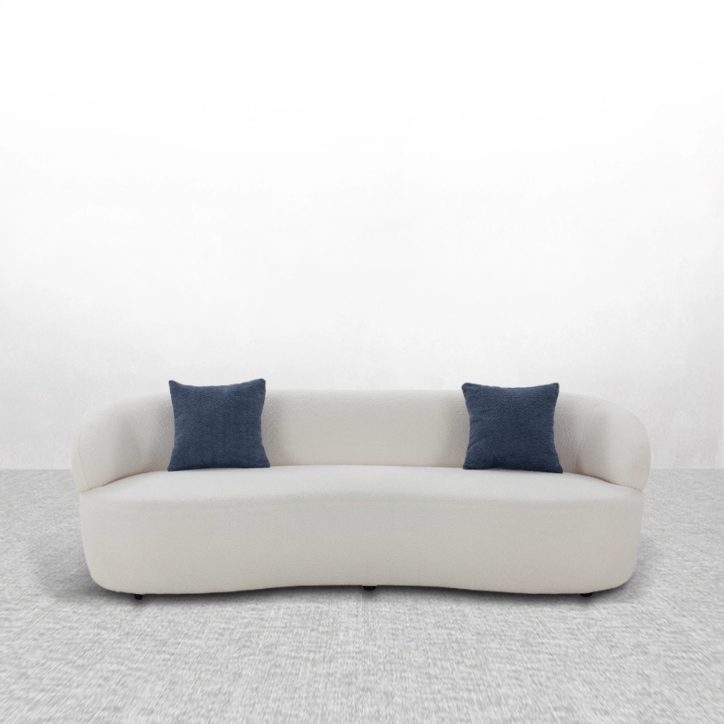 Crescent  Mid-Century Modern 3-Seat Curved Cloud Sofa – Boucle Fabric Couch