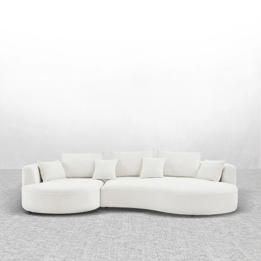 124.80"Beige Curved Sofa with Ingenious Shape – Modern, Stylish Design