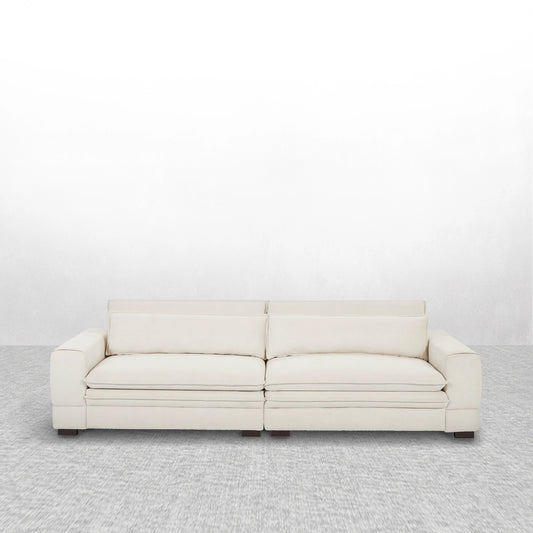 Cream Haven Fabric Mid-Century Sofa Couch Modern Upholstered Couch