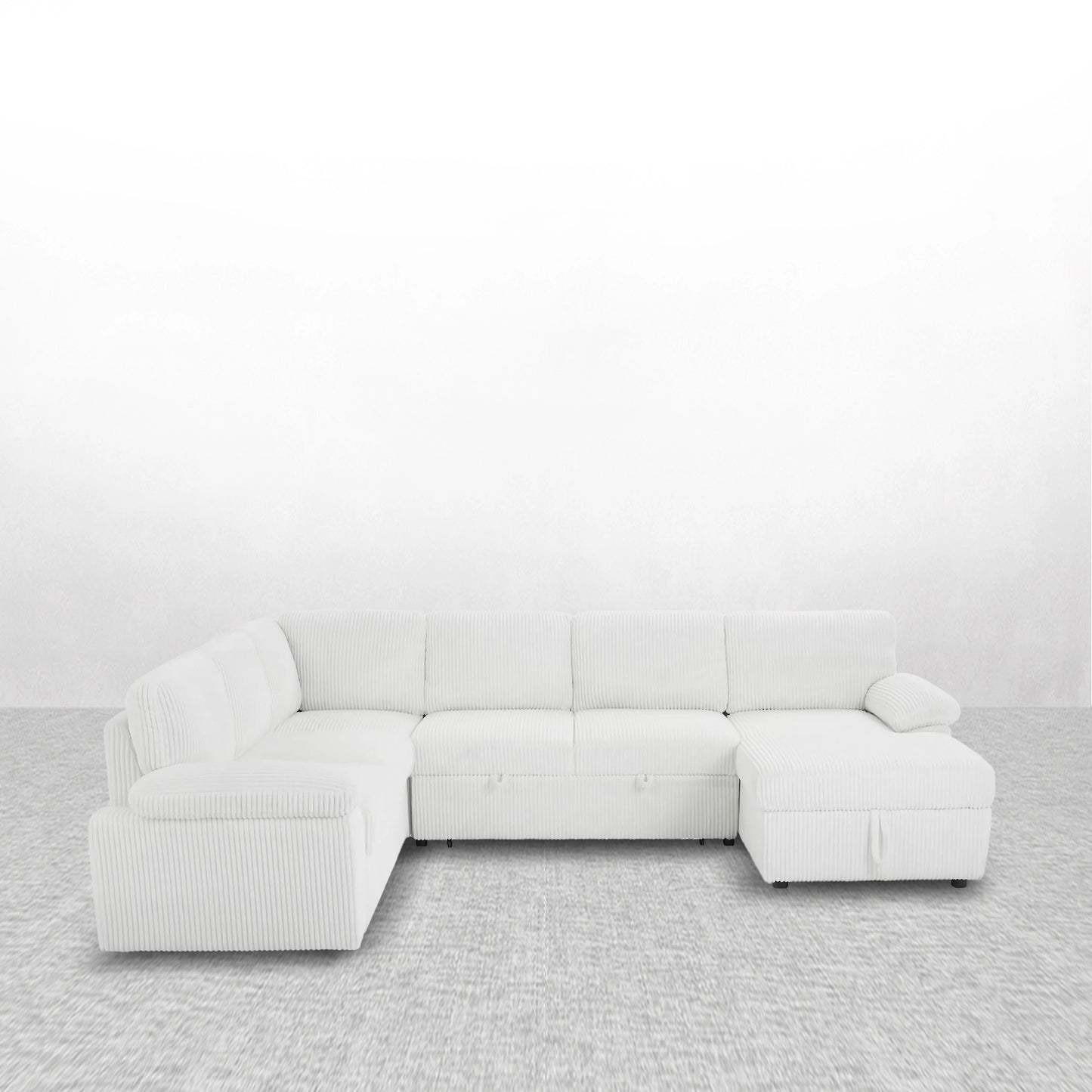 118.09" Puzzle Corduroy Oversized Modular Storage Sectional Couch