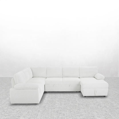 118.09" Puzzle Corduroy Oversized Modular Storage Sectional Couch