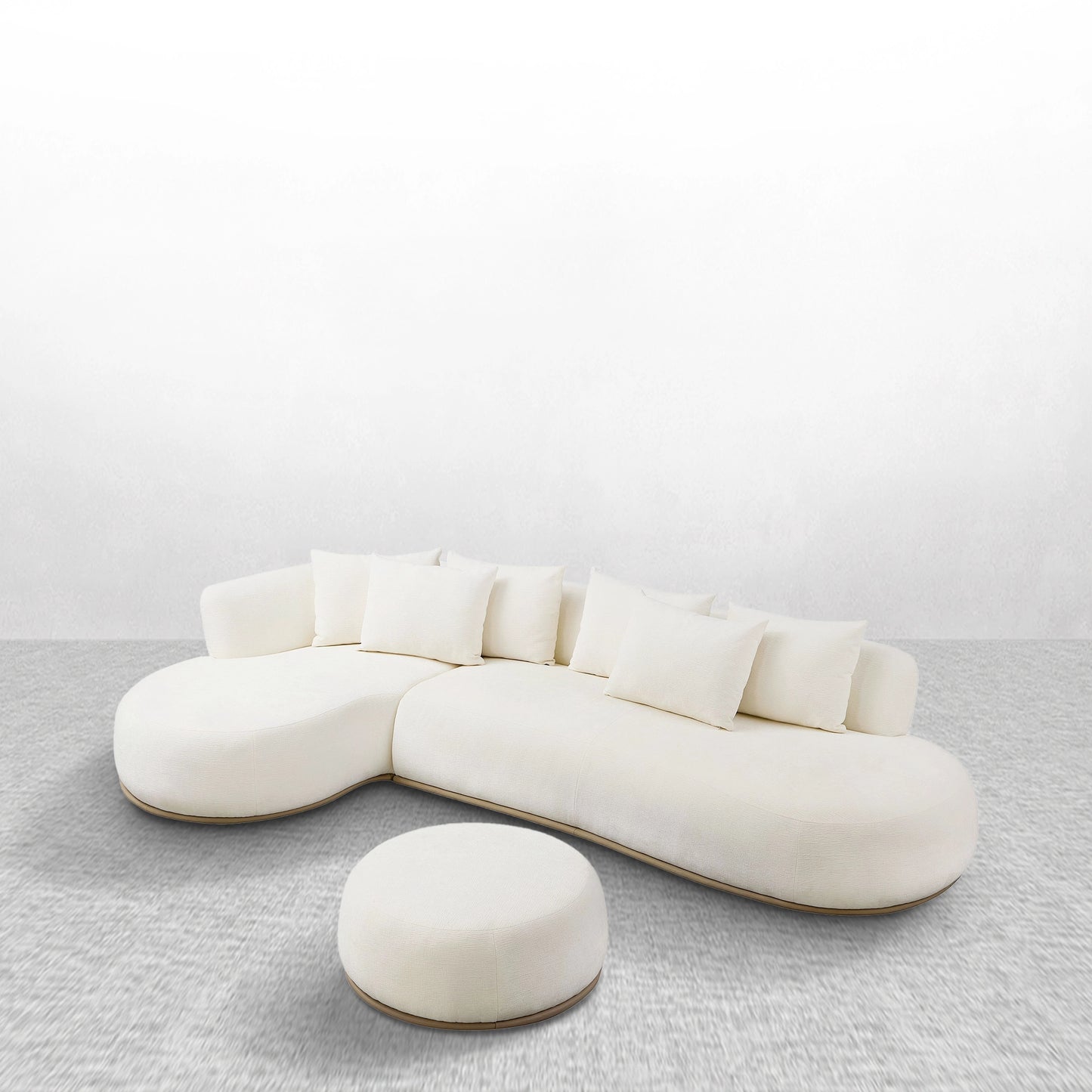 134.63"Tangerine Cluster L-Shape Sectional Sofa with Left & Right Facing Chaise & Ottoman