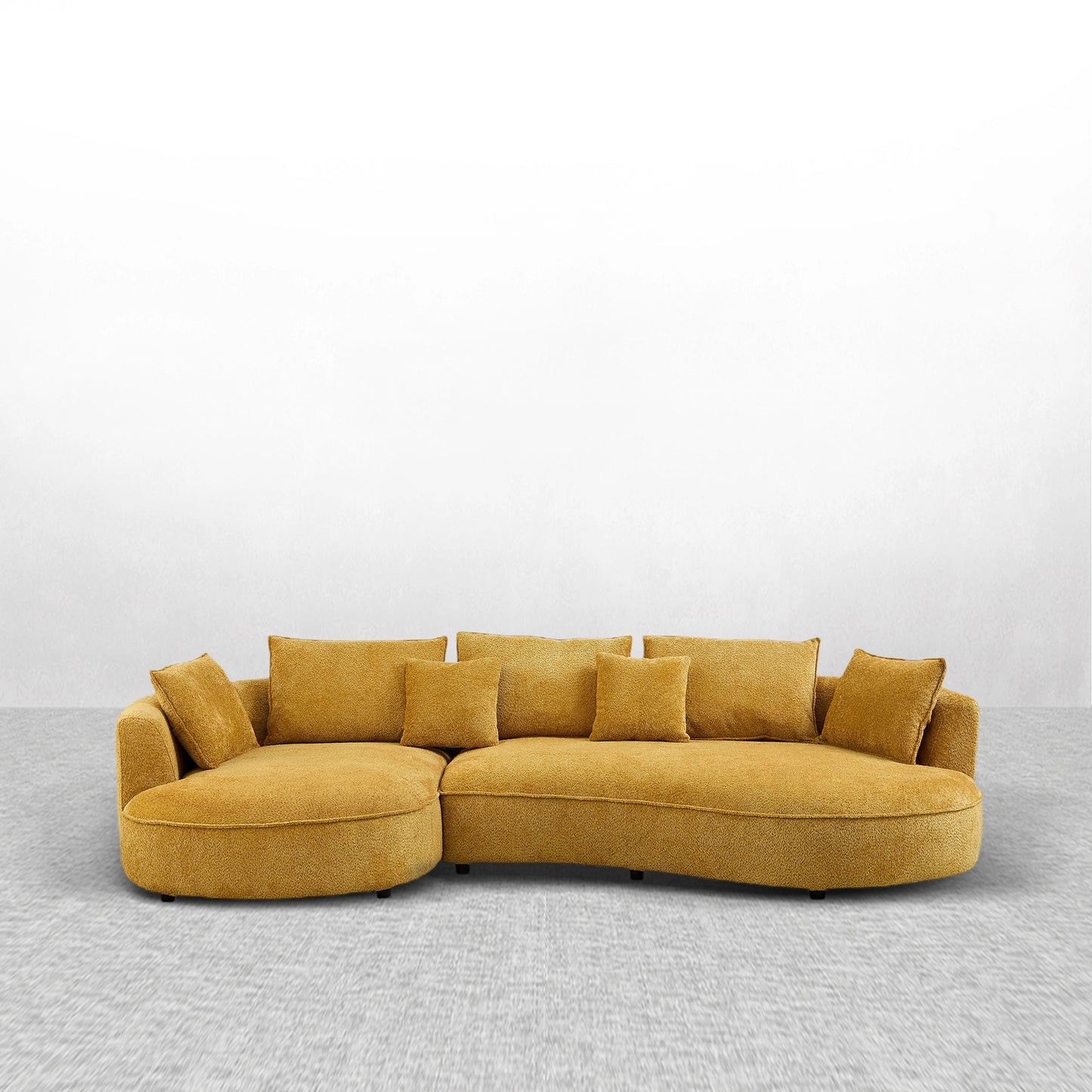 Oversized Plush Curved Sectional Sofa with Chaise, Yellow