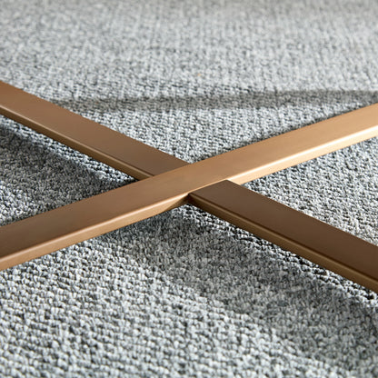 Modern Handcrafted 31.5" Round Drum Coffee Table with Stainless Steel Pedestal