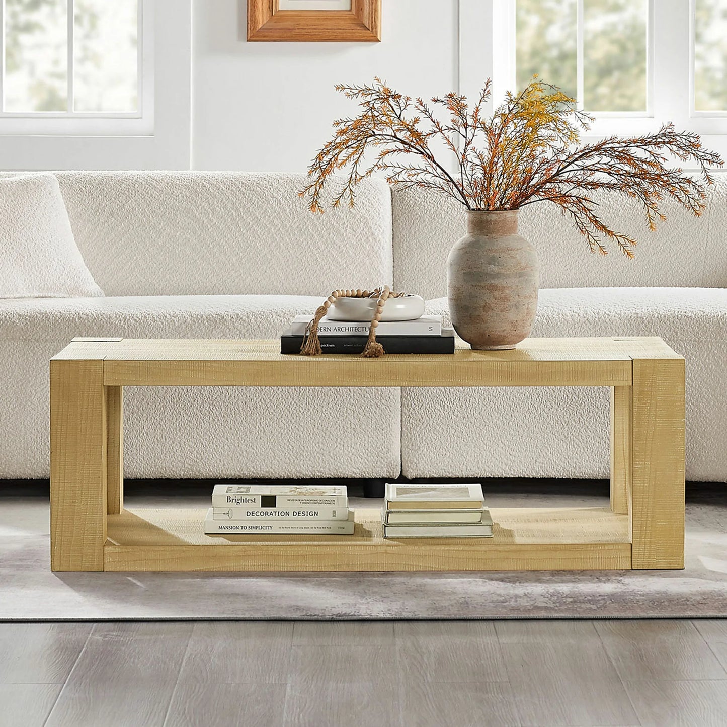 2-Tier Rectangle Coffee Table Set – 2-Piece, Easy Assembly, Natural