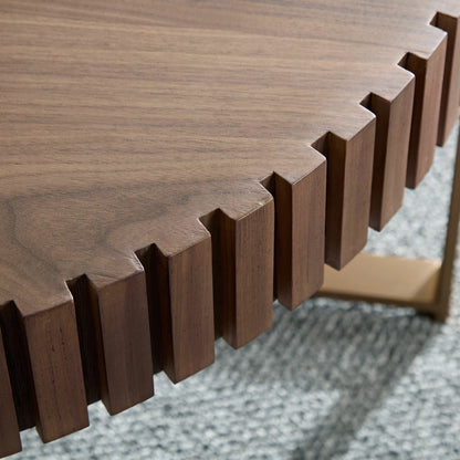 Modern Handcrafted 31.5" Round Drum Coffee Table with Stainless Steel Pedestal