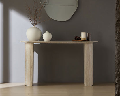 55.12" Faux Marble Console Table with Modern Design