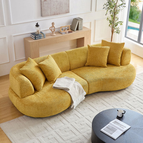 102"Soft Wave 4-Seat Boucle Fabric Cream Style Couch White/Green