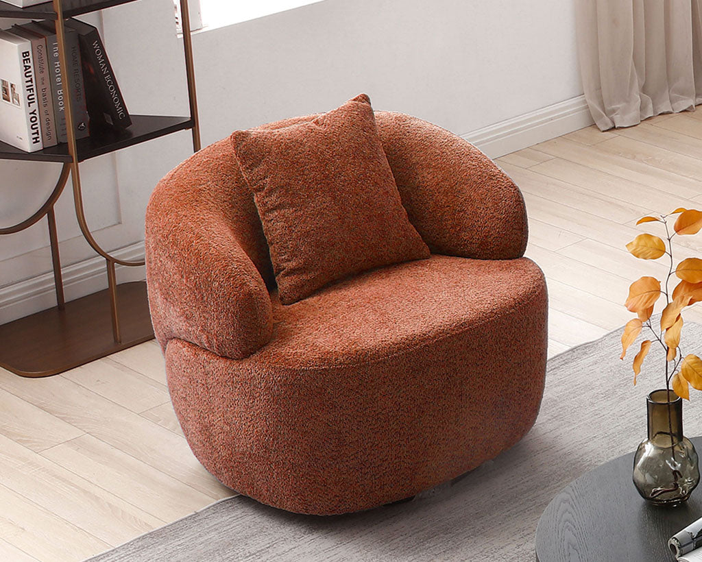 Cozy Swivel Barrel Chair – Boucle Accent Chair