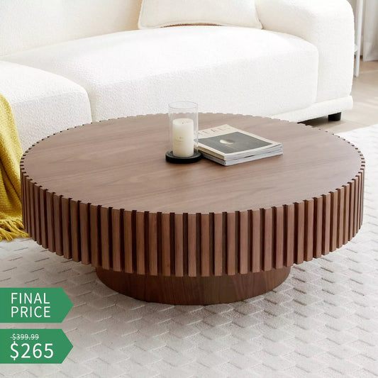Modern Handcraft Drum Coffee Table Circle Coffee Table