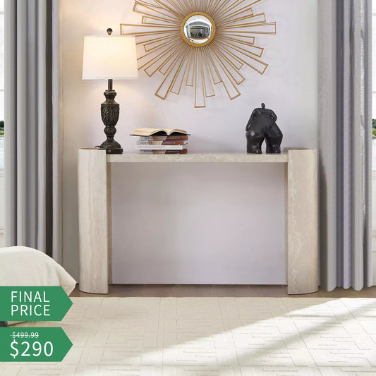 53.15" Faux Marble Entryway Console Table with Modern Design