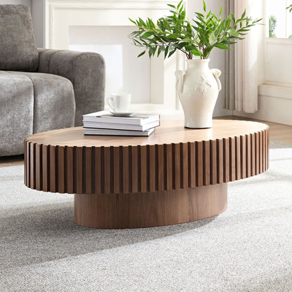 Modern Handcrafted 43.7" Oval Drum Coffee Table