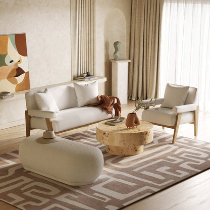 31.49" Round Burl Wood Coffee Table, Mid-Century Farmhouse Coffee Table For Living Room