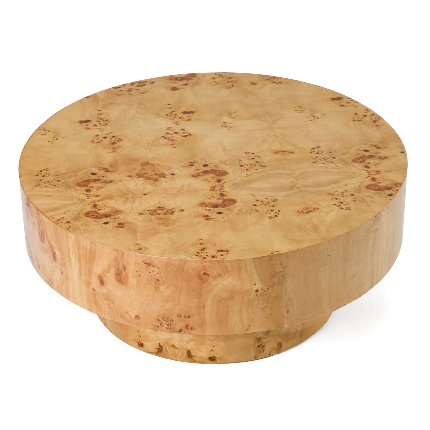 31.49" Round Burl Wood Coffee Table, Mid-Century Farmhouse Coffee Table For Living Room