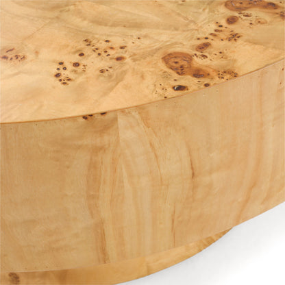 31.49" Round Burl Wood Coffee Table, Mid-Century Farmhouse Coffee Table For Living Room