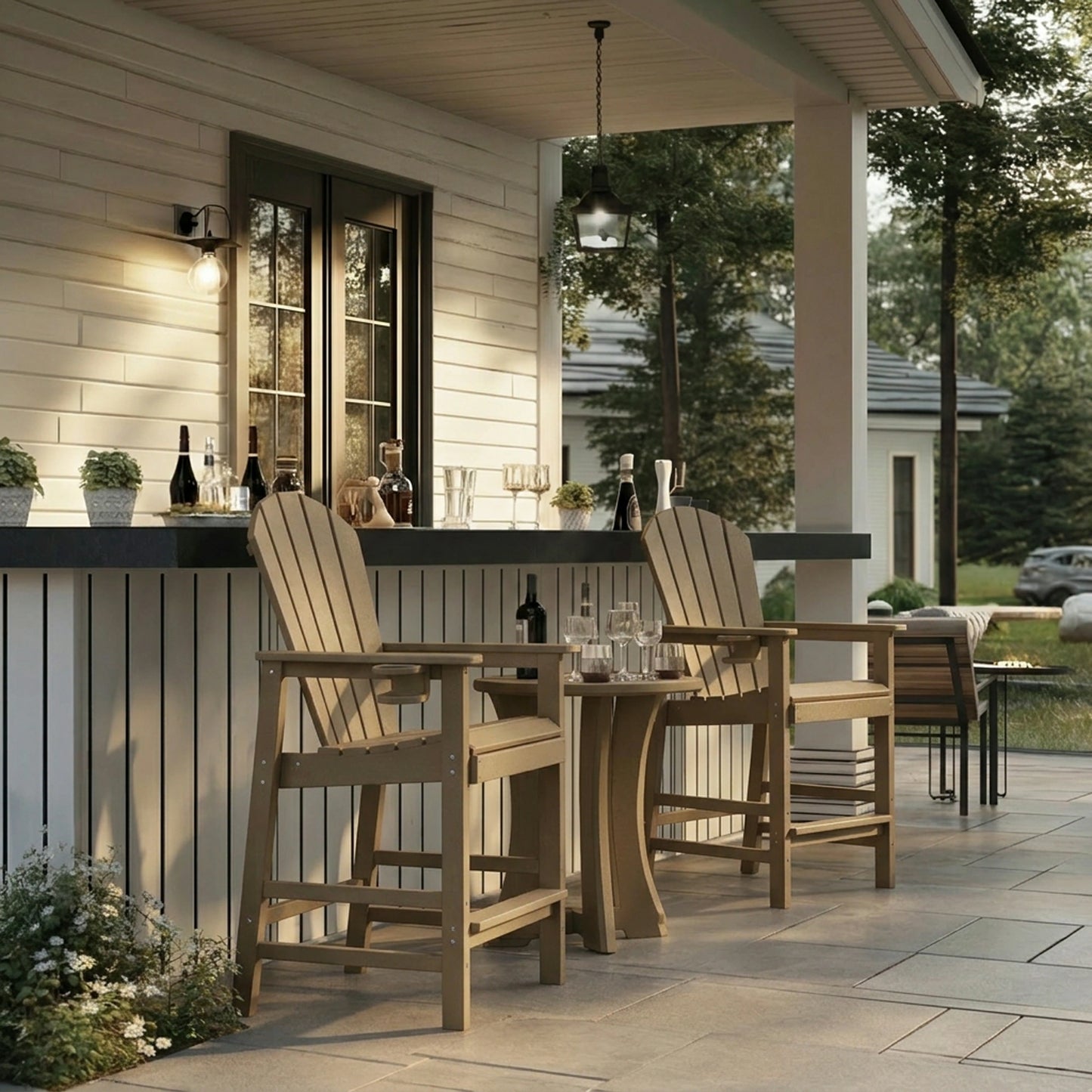 HDPE Bar Height Adirondack Chair – Cup Holder, UV/Weather Resistant