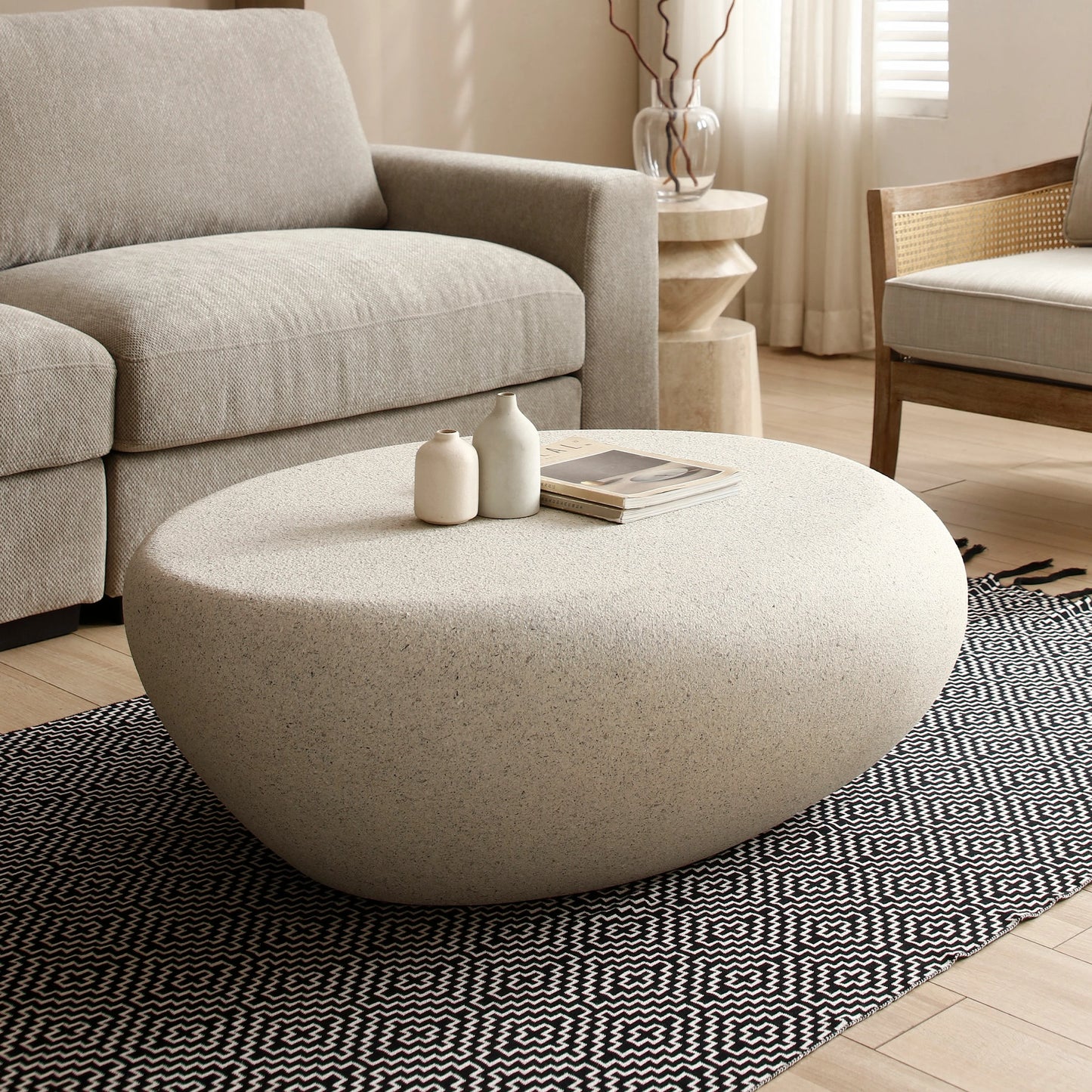 43“ Vintage Elliptical Fiberglass Coffee Table