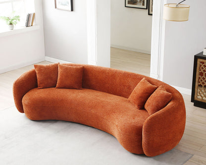 102'' 5-Seater Modern Boucle Sectional Sofa – Curved Half Moon Design in White Teddy Fleece Velvet