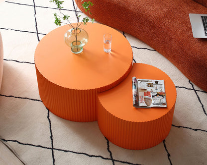 Nesting table set of 2 Round and Half Moon Shapes,No Need Assembly