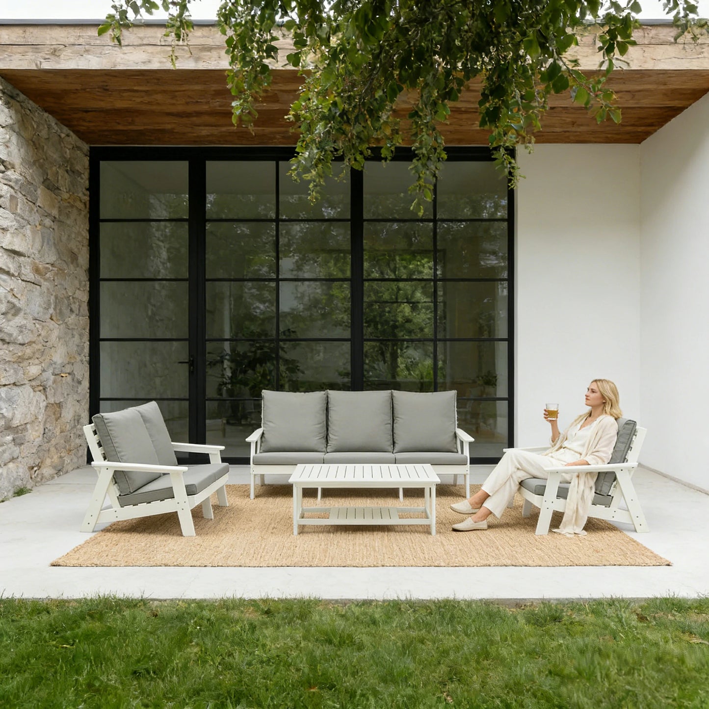 HIPS All-Weather Outdoor Single Sofa with Cushion