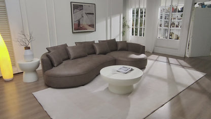 Right-Facing  Arc Island  L-Shaped Sectional 128.74 Inch Modern Sectional Curved Sofa Couch