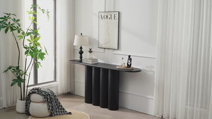 66.93" Modern Console Table – Cylinder Legs for Entryway, Natural