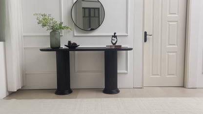 62.99" Modern Console Table – Roman Legs, Wood Veneer, MDF Entryway