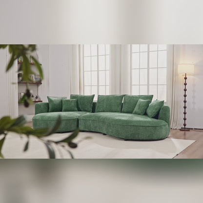 Oversized Curved Sectional Sofa with Left & Right Facing Chaise - Green