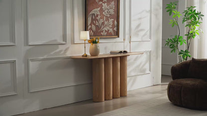 66.93" Modern Console Table – Cylinder Legs for Entryway, Natural