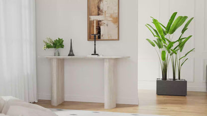 55.12" Faux Marble Console Table with Modern Design