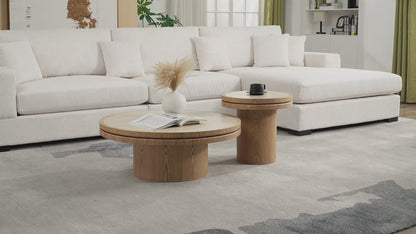35.43" Sintered Stone Coffee Table – MDF Pedestal, Easy Assembly