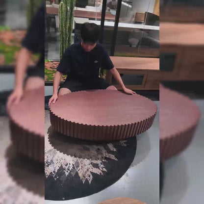 Modern Handcrafted 43.7" Oval Drum Coffee Table