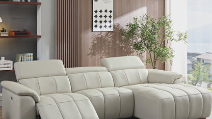 3 Seat Modern Electric Control Genuine Leather L Shaped Couch