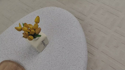 Pebble Coffee Table: 55" Vintage Elliptical Fiberglass Sofa Table