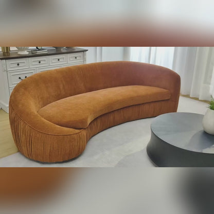Modern Curved 4-Seat Sofa, Upholstered Fabric, No Assembly Needed