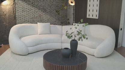 125.98" Modern Curved Sofa with Elegant Love Heart Design