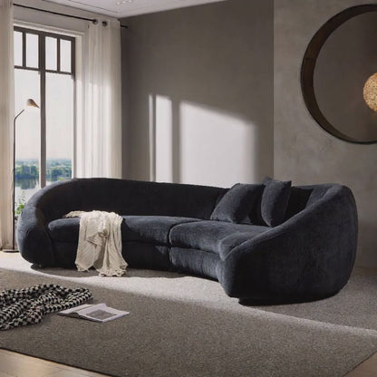 126" Modern Curved Sofa with Elegant Love Heart Design Beige/Black
