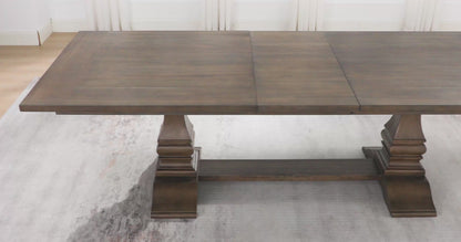 (1 Table + 2 Arm Chairs + 4 Armless Chairs)Retro 102.01 Inch Extendable 7 PCS Wooden Dining Table Set