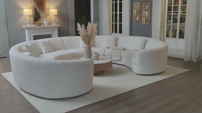 4PCs set Mid-Century Modern Beige Symmetrical Circle Sectional Sofa