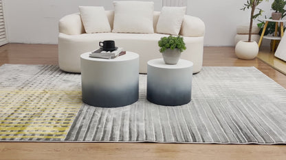 Modern Nesting Table Set of 2 with MDF Veneer, White & Black