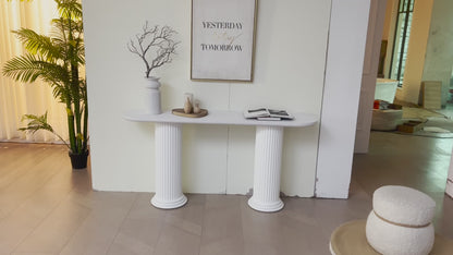 62.99" Modern Console Table – Roman Legs, Wood Veneer, MDF Entryway